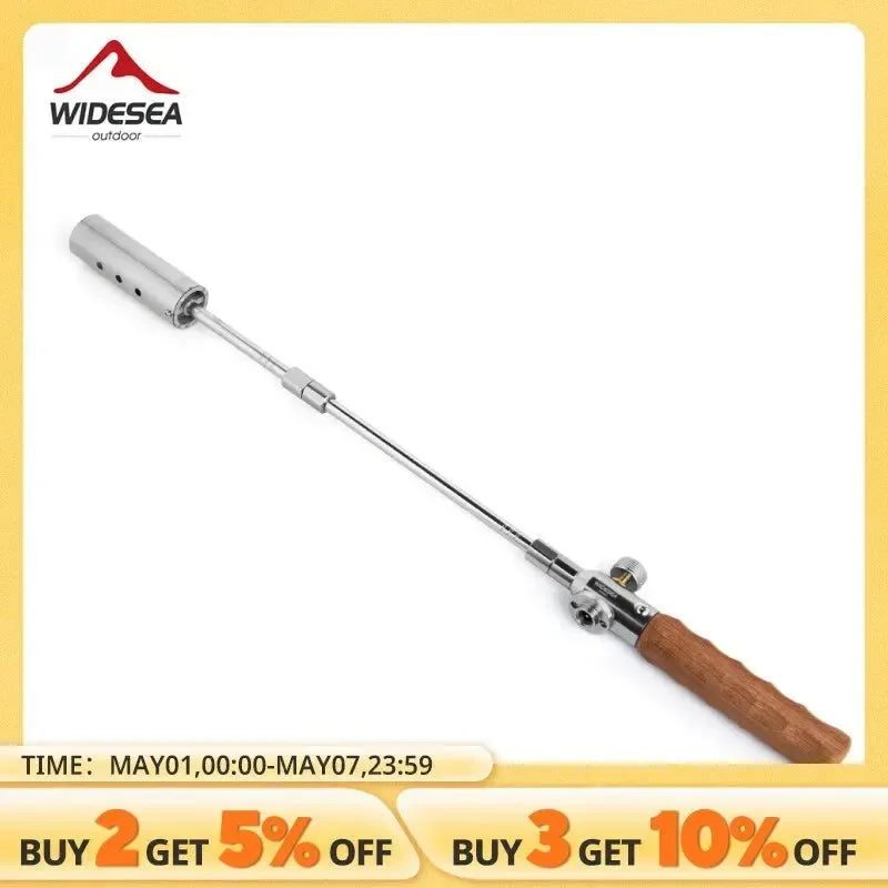 Minimalist Long Flame Igniter – Portable Outdoor Burner with Wooden Handle for BBQ Picnic Camp Stove Organic