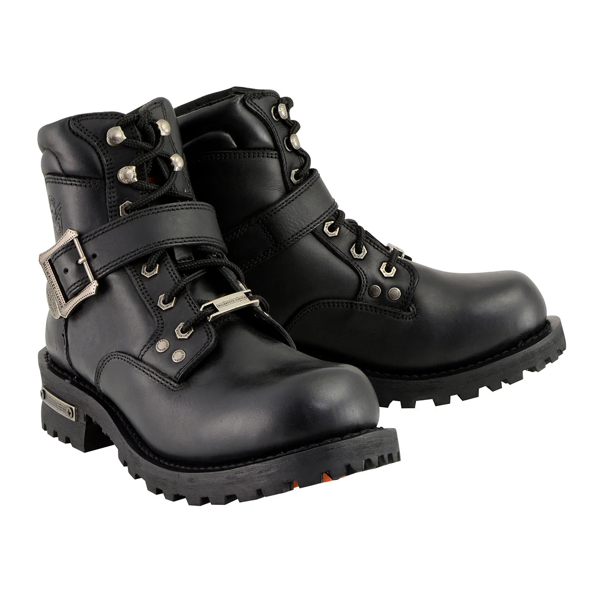 Smooth Milwaukee Leather Men's Classic Black Leather Lace-Up 6-inch Engineer Boots with Side Buckle MBM9010 Reusable