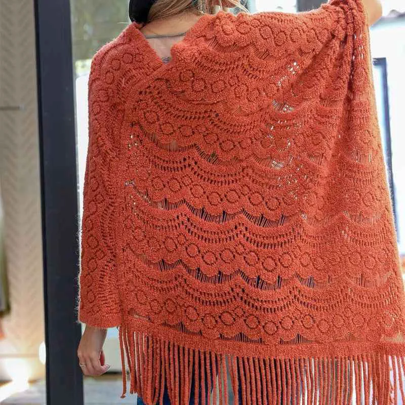 Practical Scallop Lace Poncho Durable