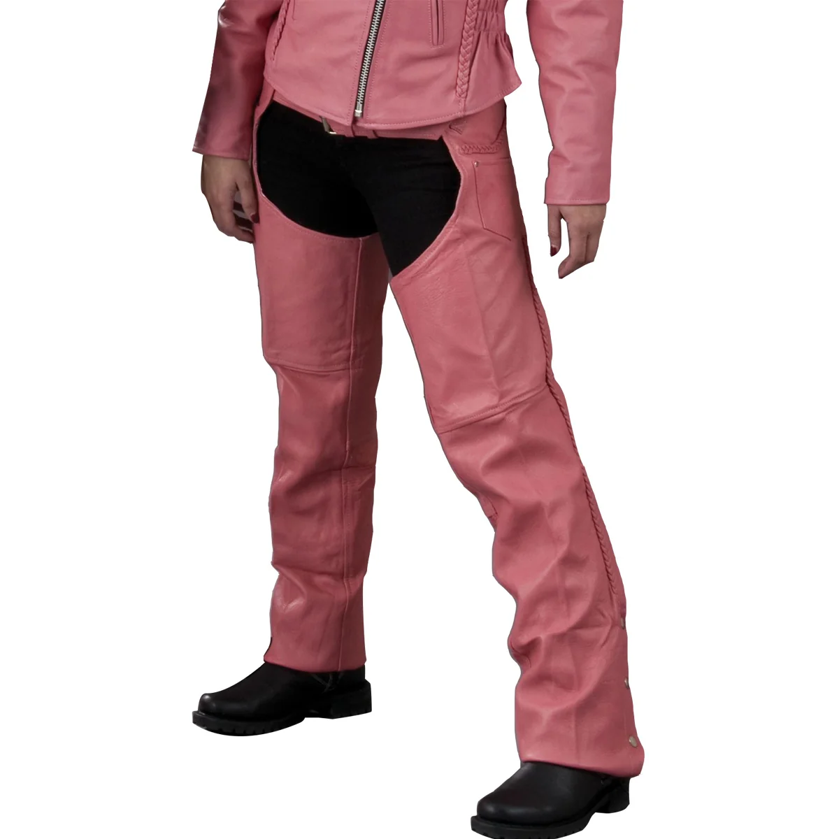 Genuine Milwaukee Leather SH1135 Women's 'Braided' Pink Classic Leather Chaps Smart