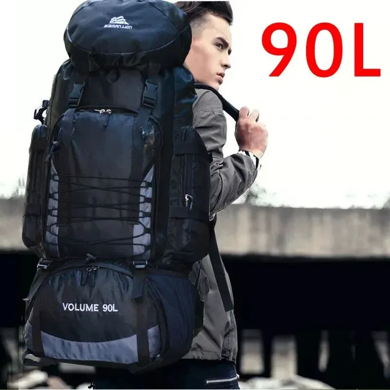 Organic 90L Large Mountaineering Travel Backpack – Waterproof Nylon Army Climbing Bag for Hiking Expeditions Genuine
