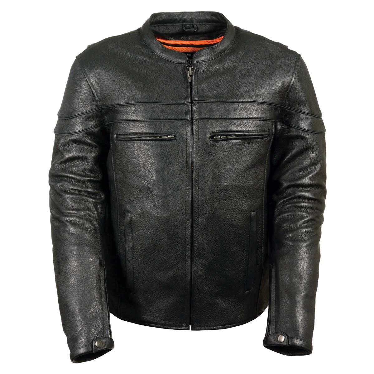 Innovative Z1R1408 Men s 45 Black Sport Vented Black Leather Moto Jacket Detailed