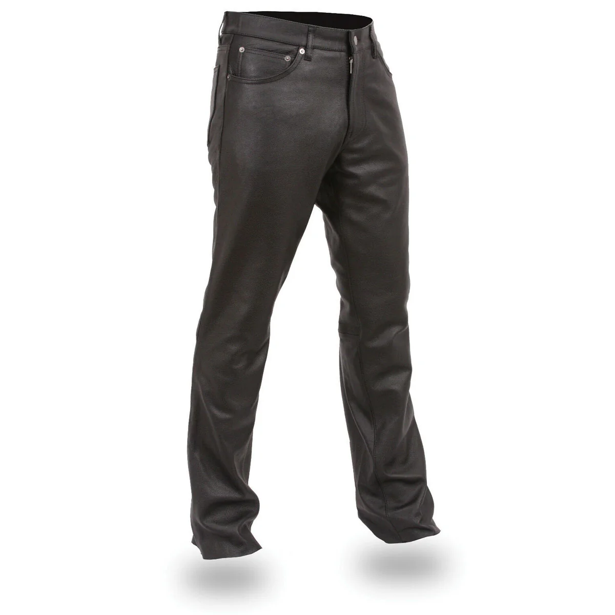 Dependable Leather King SH1140 Men's Black Leather 5 Pocket Jean Style Pants Proven