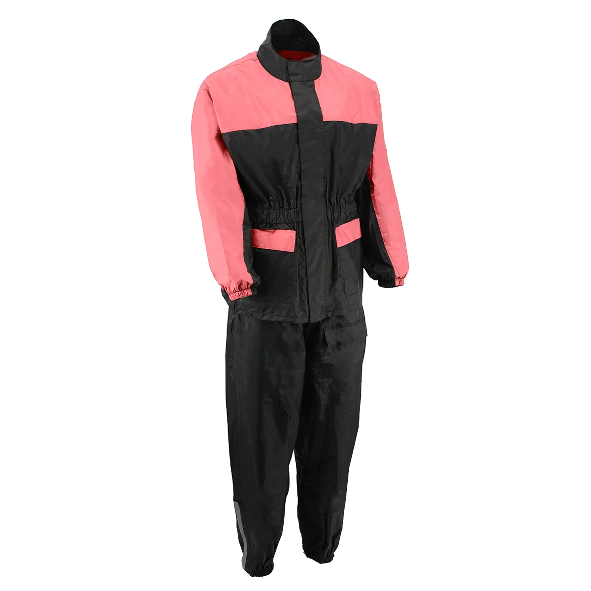 High-Quality NexGen XS5031 Women's Pink and Black Water Proof Rain Suit with Cinch Sides Reusable