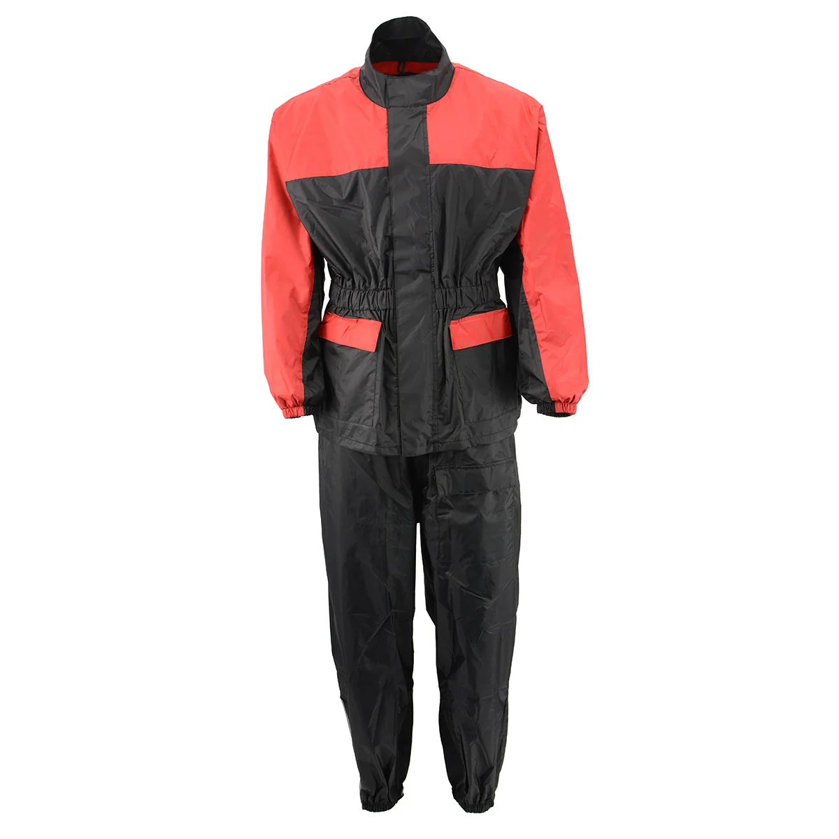 Professional NexGen XS5031 Women's Red and Black Water Proof Rain Suit with Cinch Sides Durable