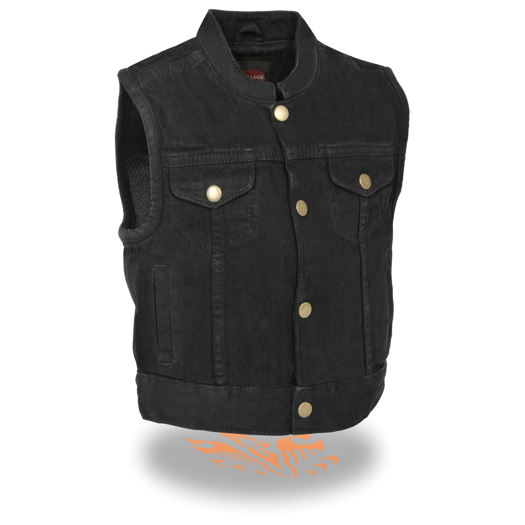 Elegant Milwaukee Leather MDK3920 Kids Black Denim Club Style Snap Front Vest Smooth