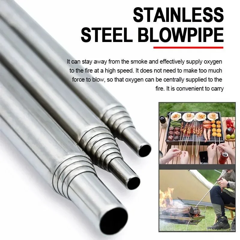 Fine Crafted Stainless Steel Telescopic Blow Fire Tube Portable Outdoor Fire Blower Exceptional