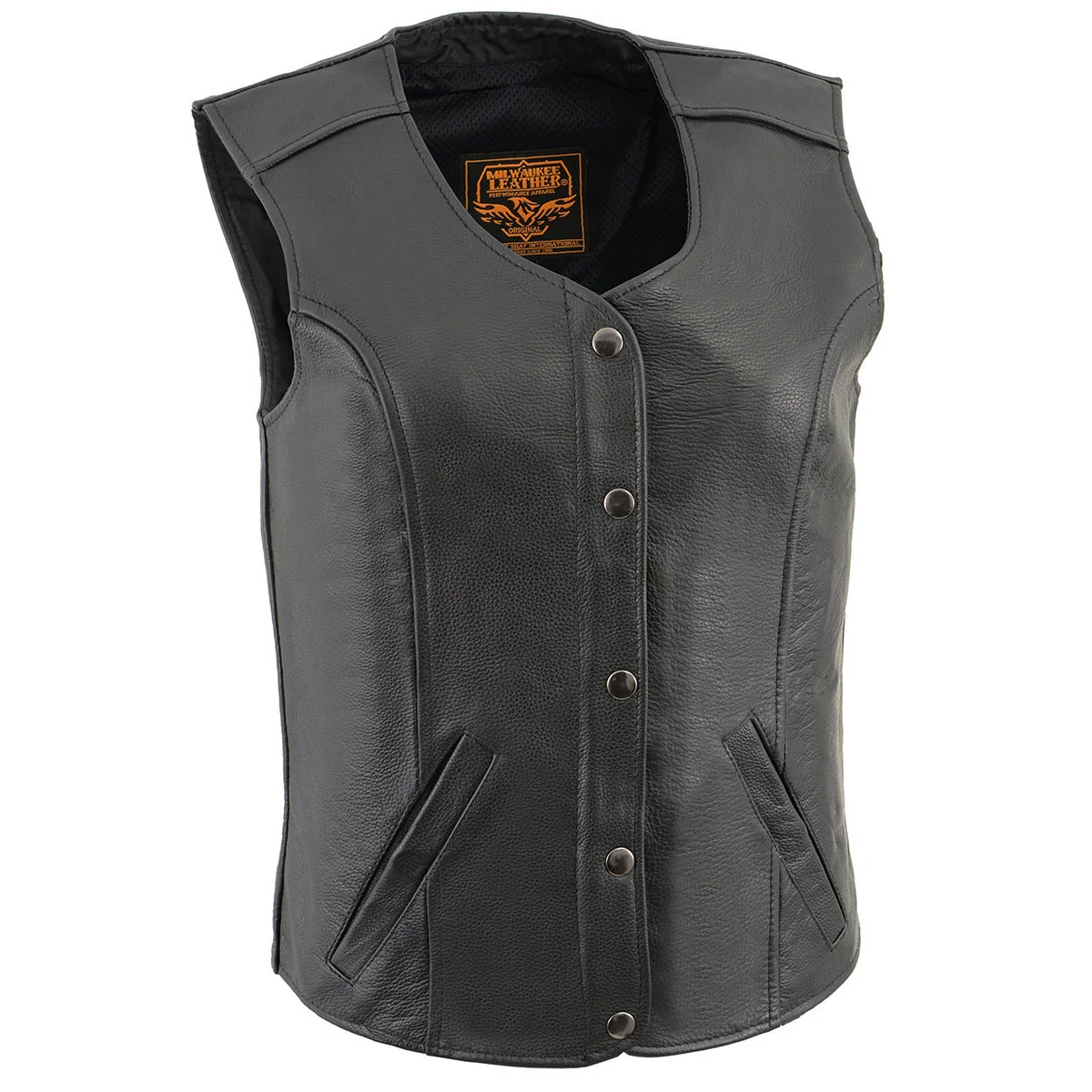 Versatile Milwaukee Leather LKL4701 Women's Black Premium Leather Motorcycle Rider Vest w Classic 4-Snap Closure Casual