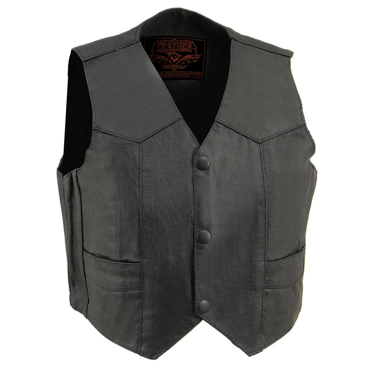 Breathable Milwaukee Leather SH2011 Kids Black Classic Three Snap Leather Vest Minimalist