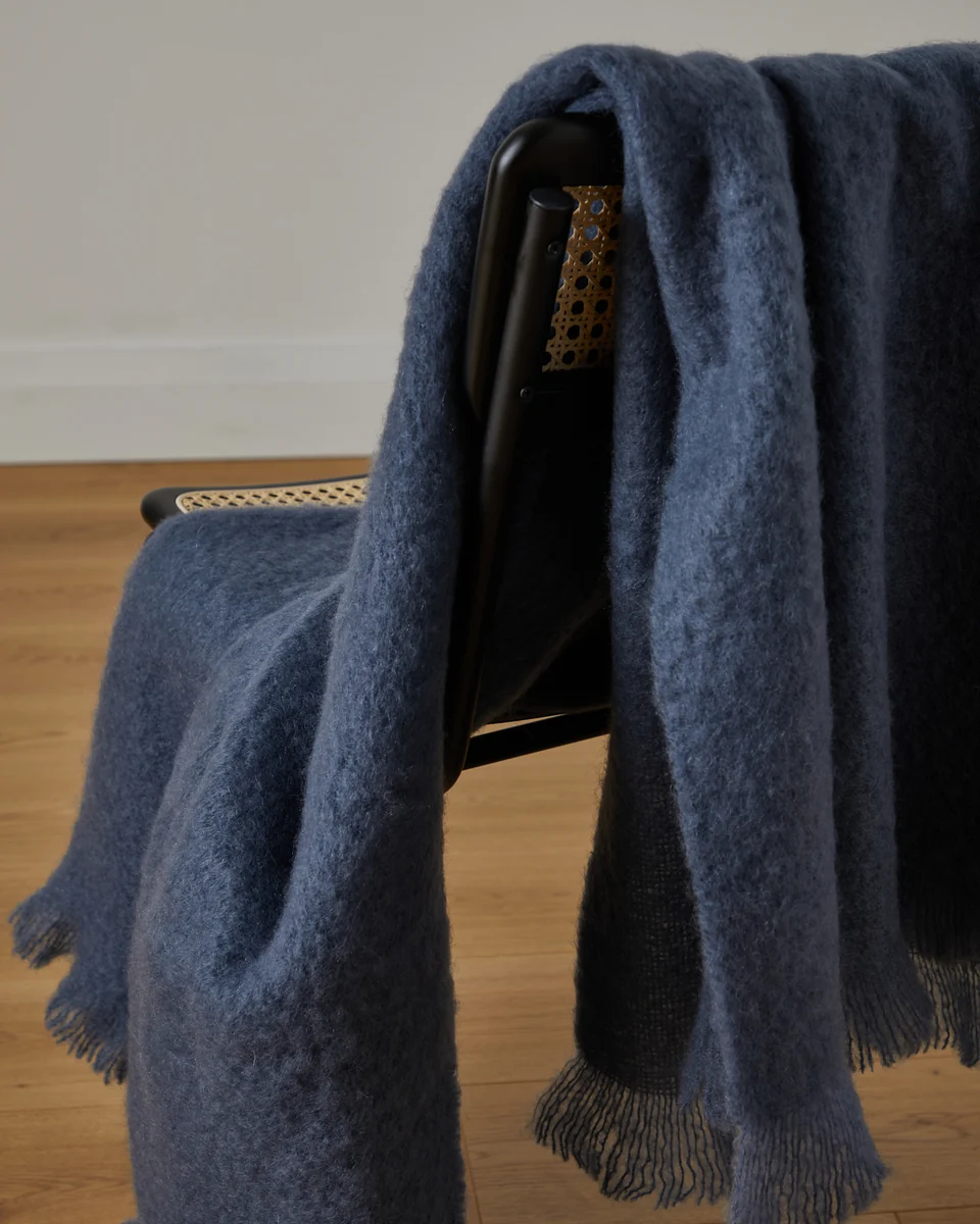 Consistent Foxford Hague Blue Mohair Throw Superior