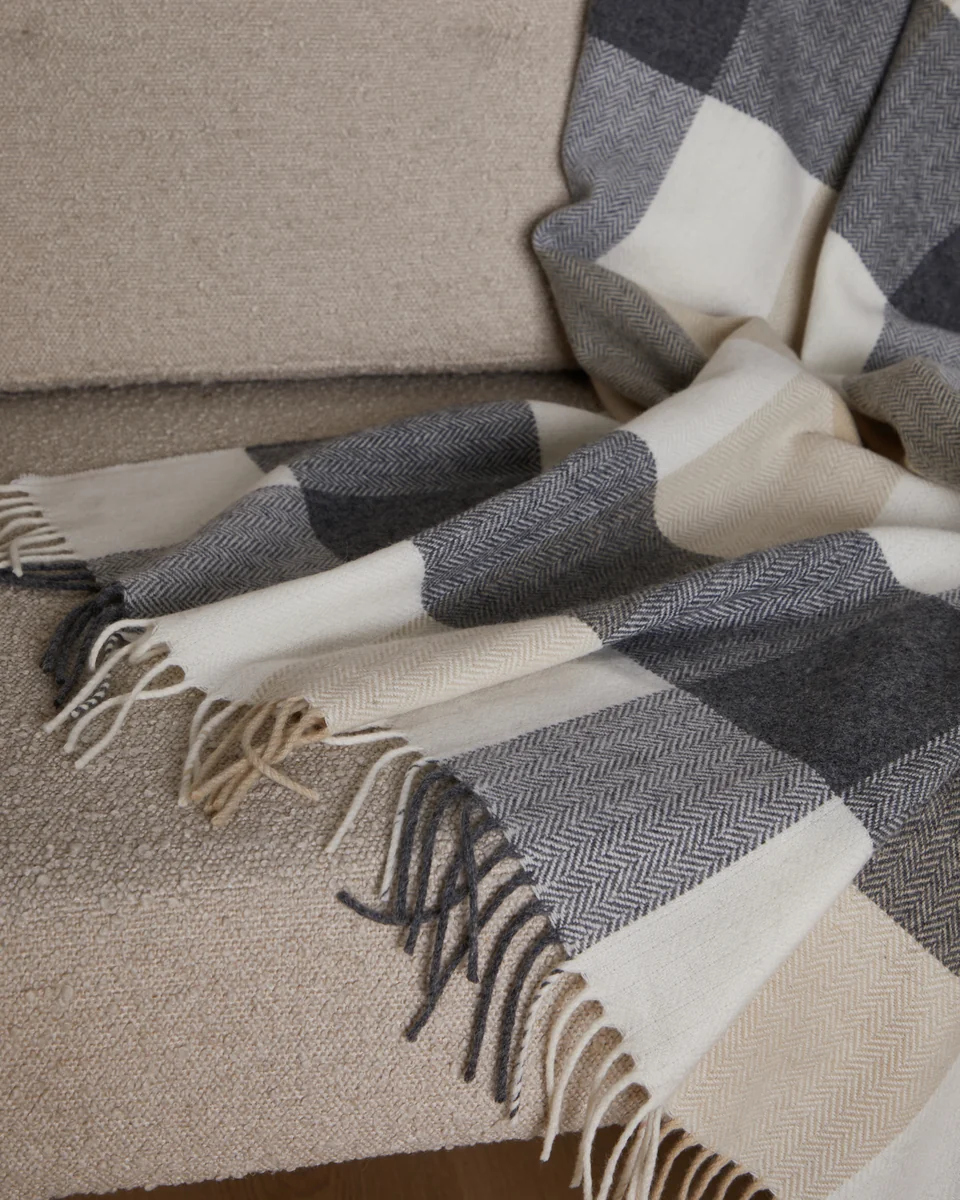 Smooth Foxford Classic Check Lambswool Throw Environmentally Friendly