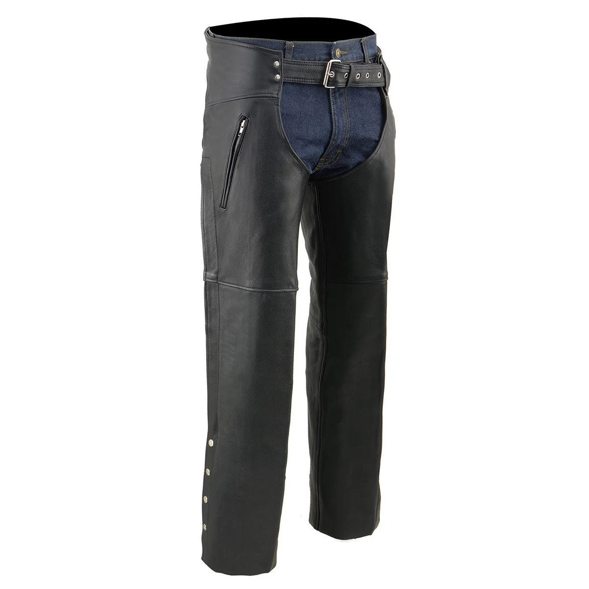 Easy-to-Use Milwaukee Leather Chaps for Men's Black Prime Leather Zipped Thigh Pocket-Mesh Lined Motorcycle Rider Chap-SH1190 Proven