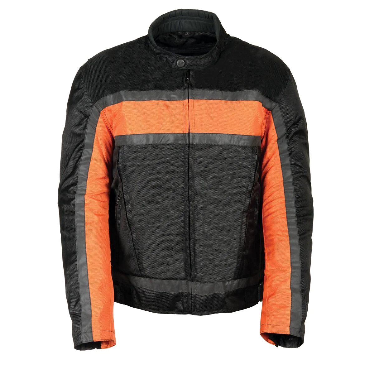 Artisan NexGen SH2095 Men's 'Racer' Black and Orange Textile Motorcycle Jacket Recyclable