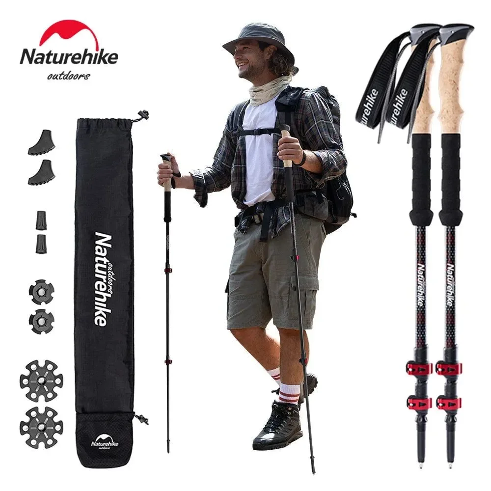 Efficient Carbon Fiber Collapsible Trekking Poles - Lightweight Telescopic Sticks for Walking Hiking and Climbing Exceptional