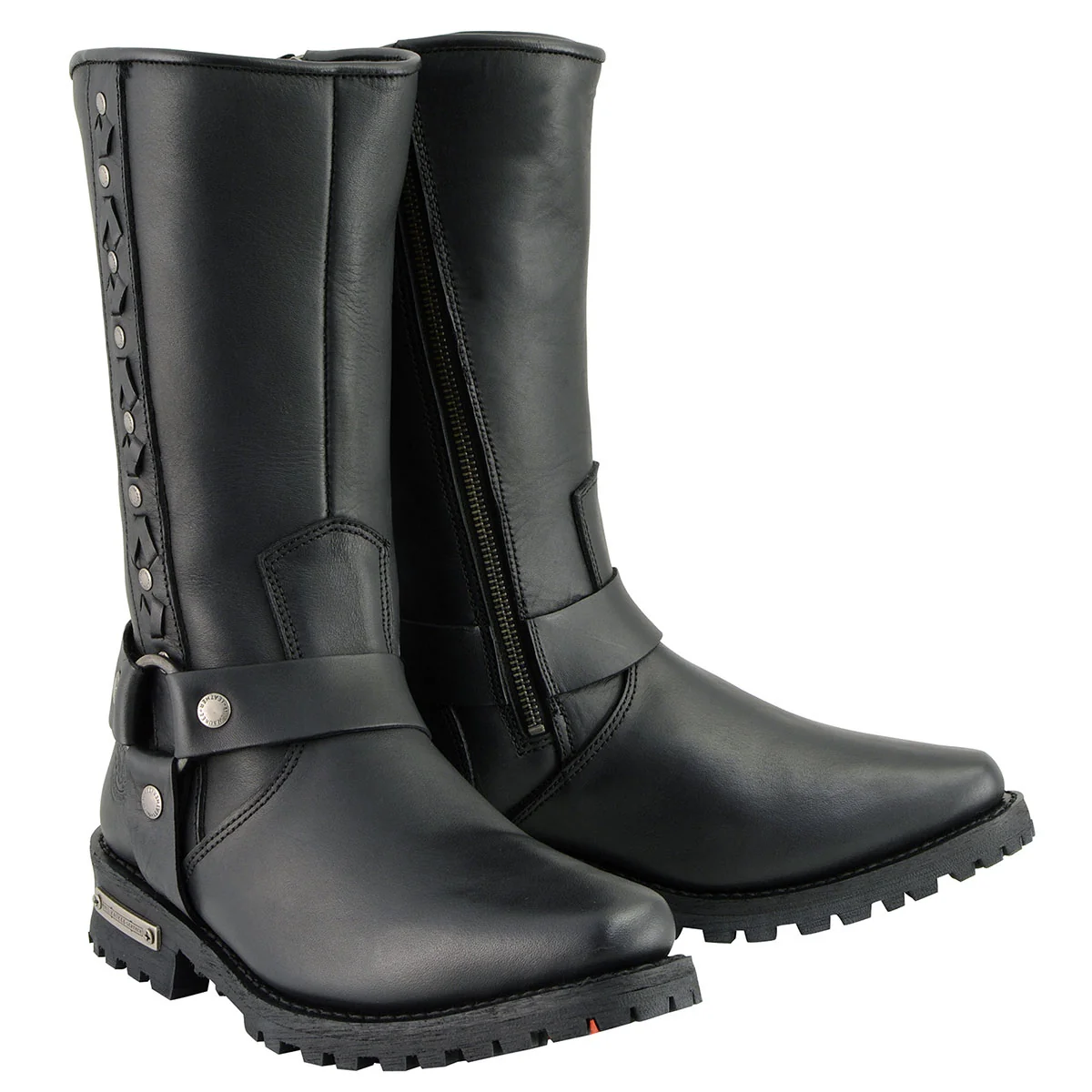 Expertly Made Milwaukee Leather Men's Black Leather Harness Motorcycle Boots with Braid and Riveted Details MBM9025 Consistent