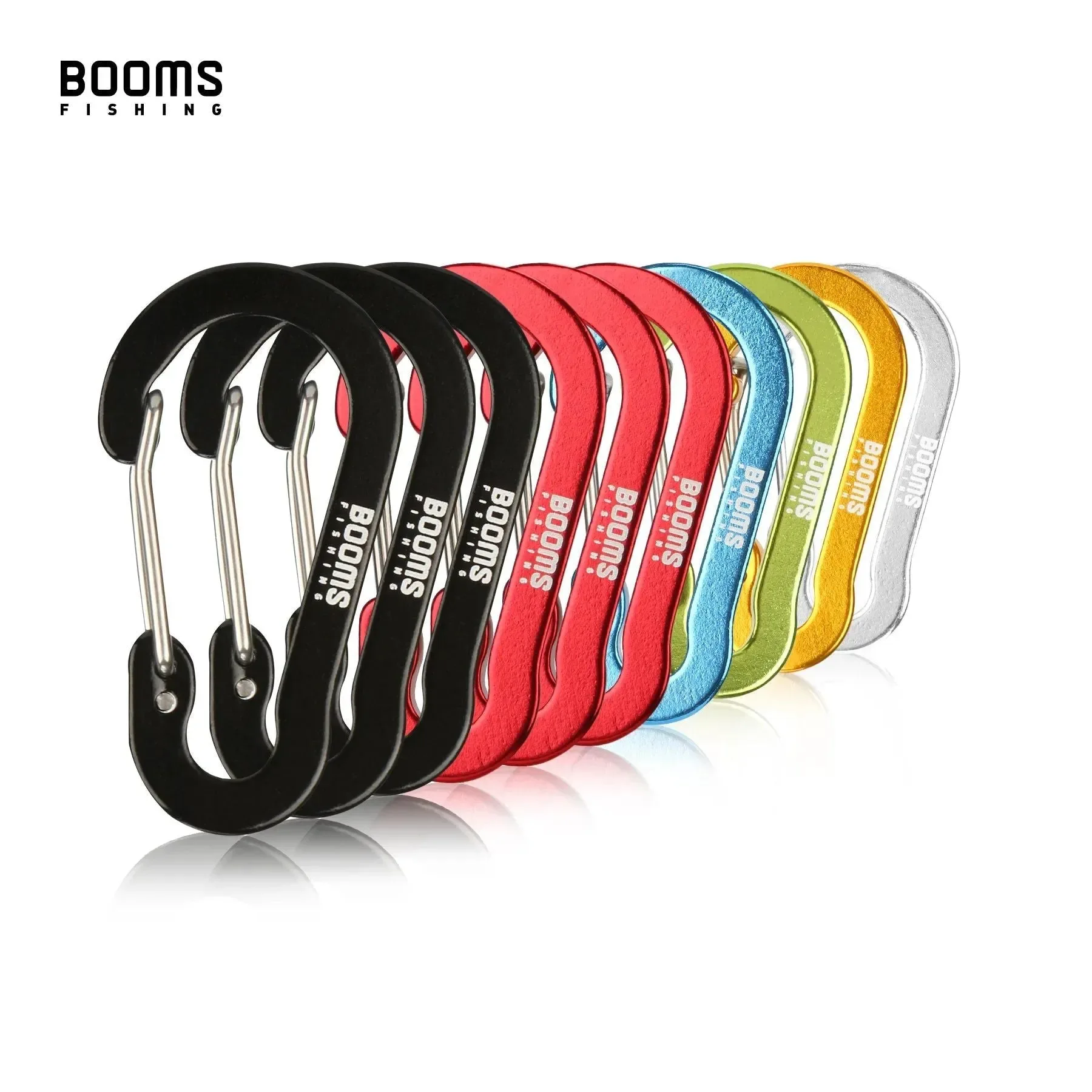 Clean Fishing Carabiner Keychain Set - 6 10-Piece Aluminum Alloy Snap Clip Lock Buckles for Outdoor Camping Climbing and Fishing Tools Environmentally Friendly