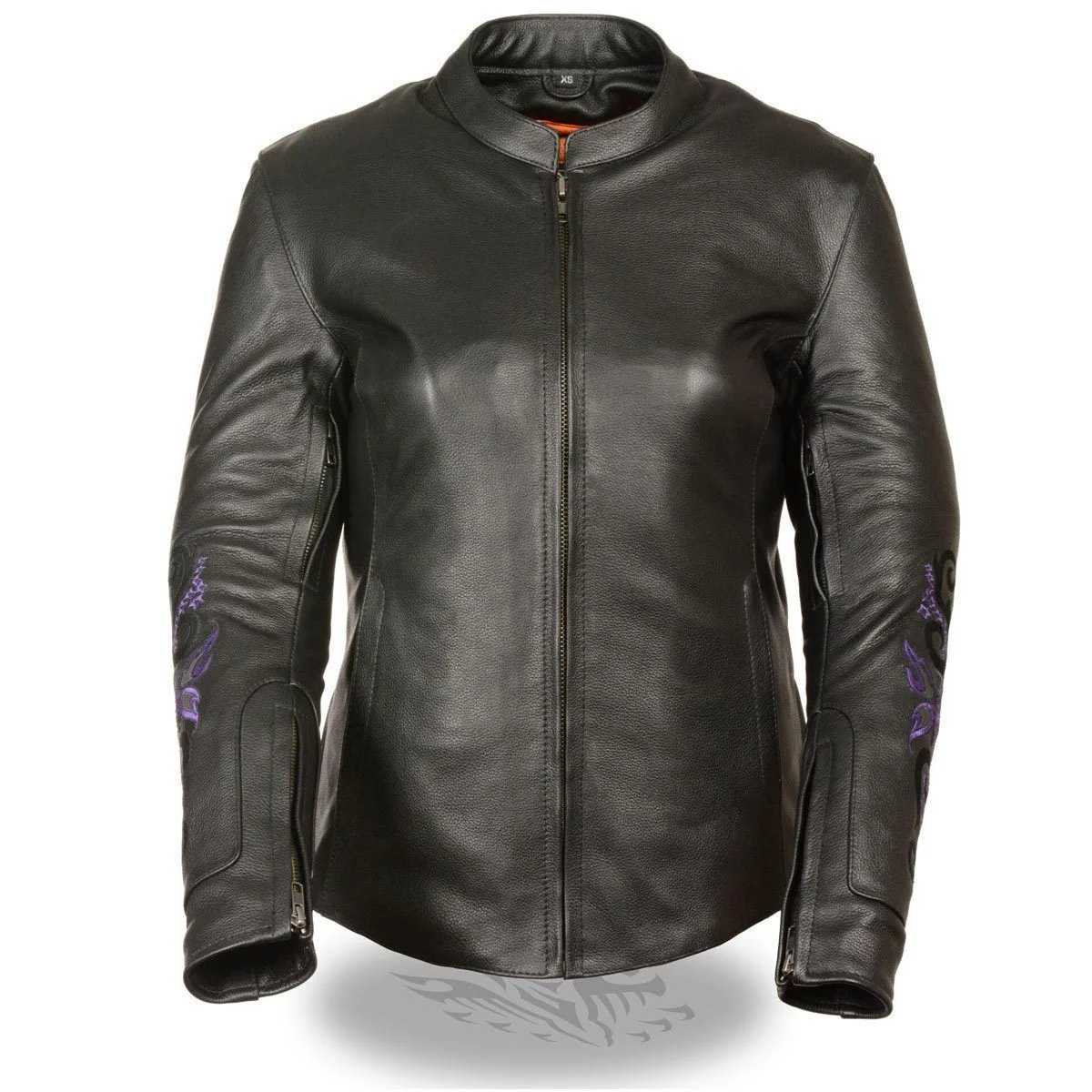 Easy-to-Use Milwaukee Leather ML2071 Women's Black Leather Jacket with Purple Butterfly Design High-Performance