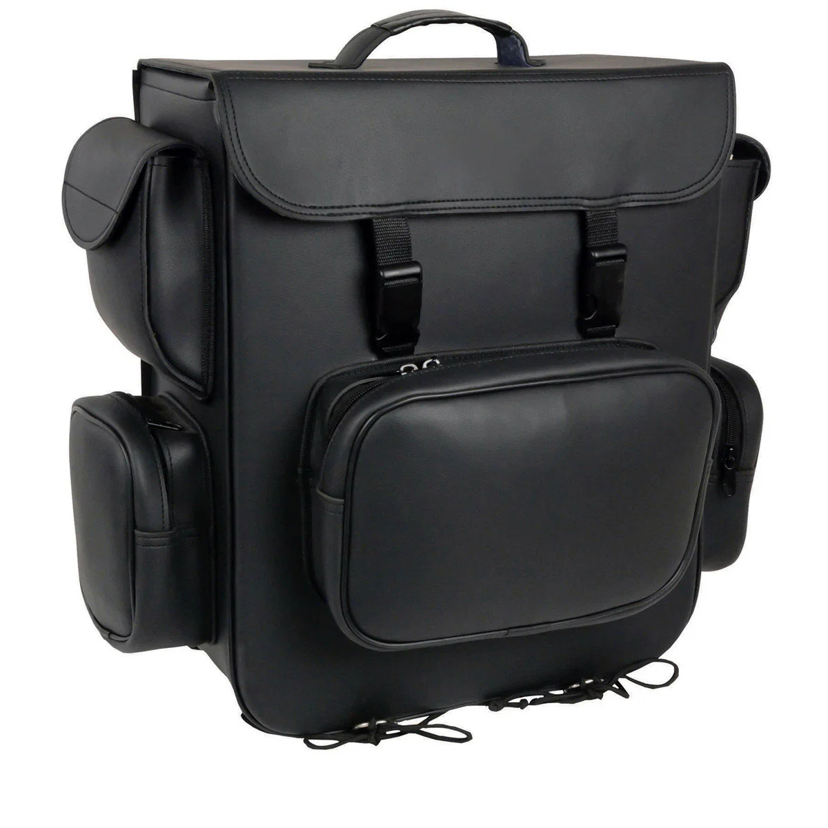 Functional Milwaukee Leather SH584 Large Black PVC Motorcycle Sissy Bar Bag with 5 Bonus Pockets Practical