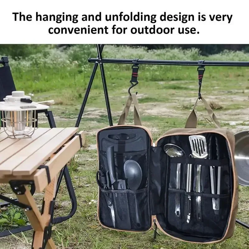 Lightweight 8-Piece Portable Stainless Steel Cutlery and Knife Set with Storage Bag for Camping Efficient