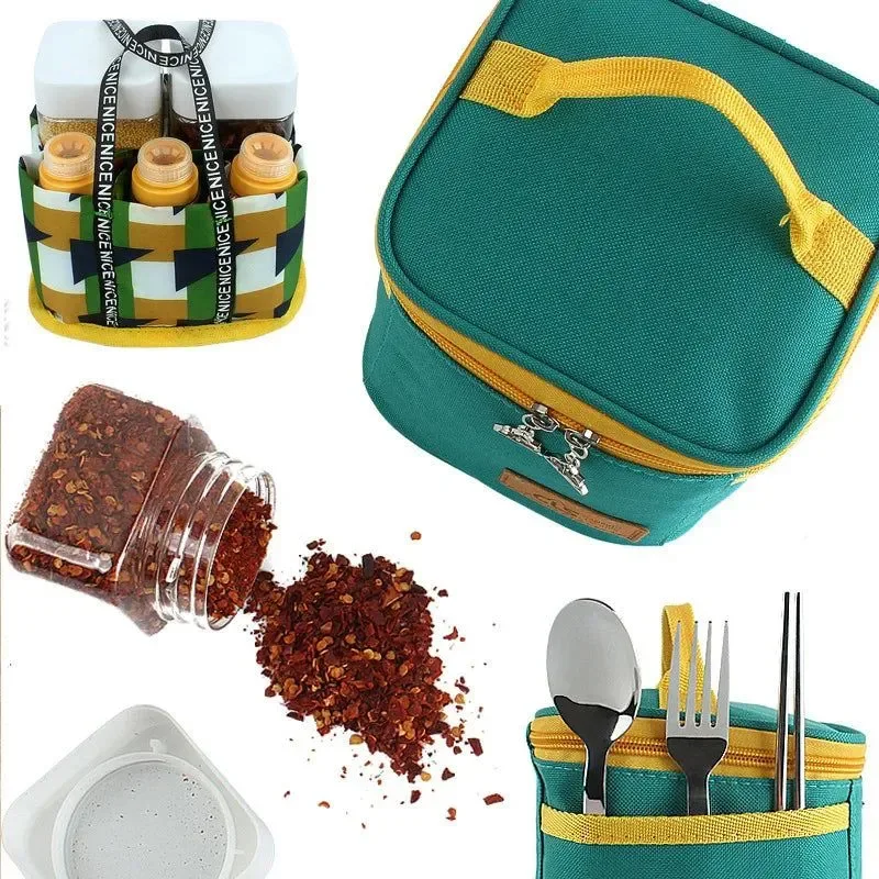 Next-Generation Portable Outdoor Camping Kitchen Set with Seasoning Jar Breathable