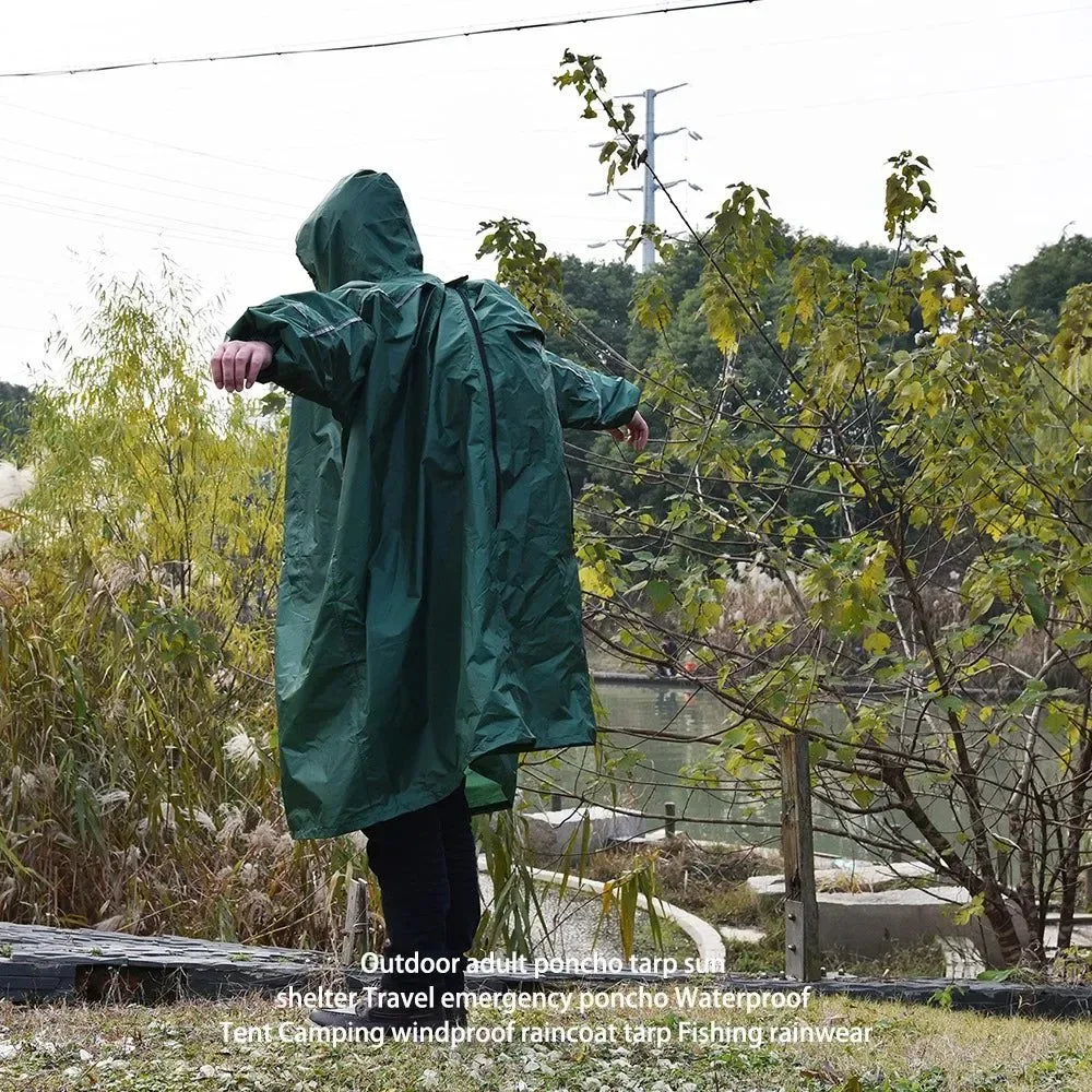 High-Grade Ultralight Waterproof Poncho Tarp – 40D Silicone Nylon 290g Reflective Strips for Hiking Camping Carefully Designed