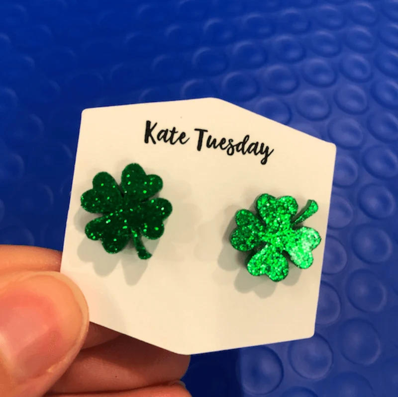 Casual Clover Glitter Earrings Powerful