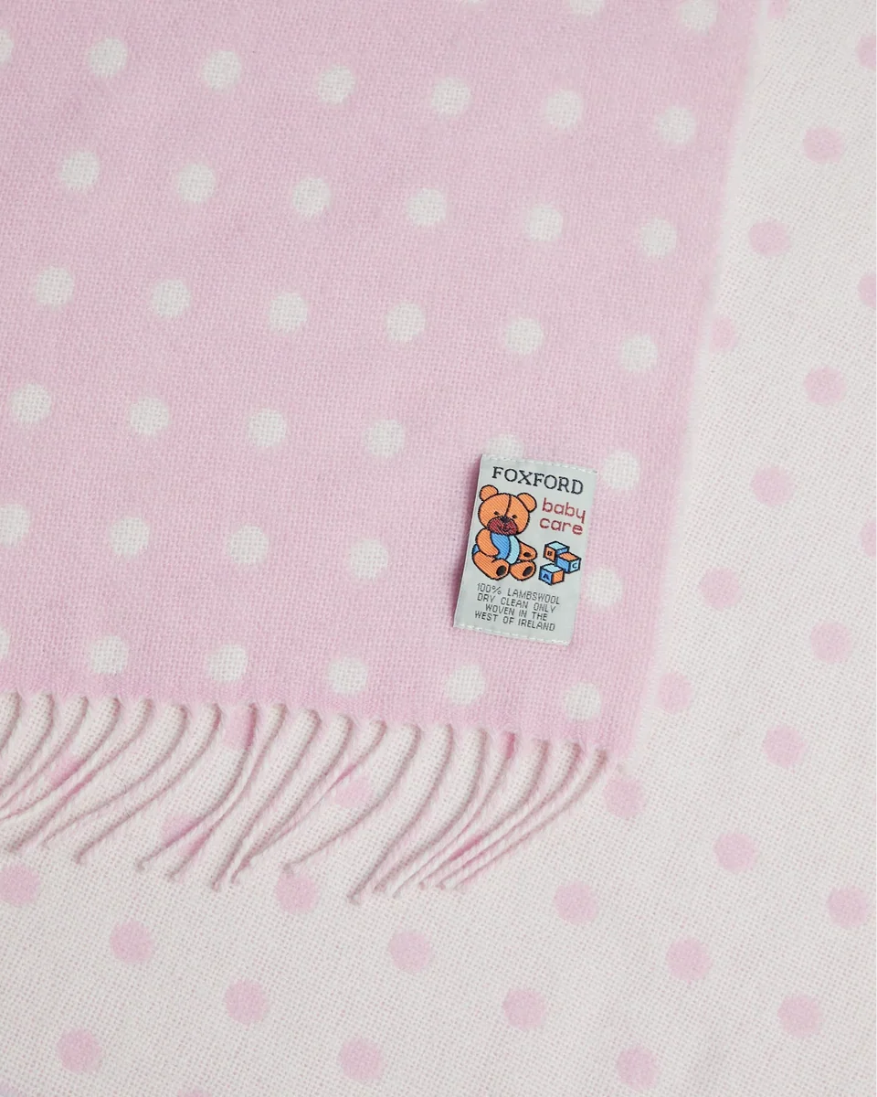 Verified Foxford Pink Spot Lambswool Baby Blanket Efficient