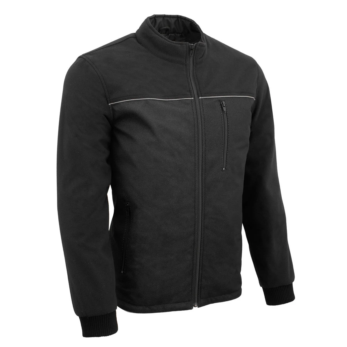 Long-Lasting Milwaukee Leather MPM1780 Men's Black Textile and Fleece Combo Jacket with Reflective Piping Safe