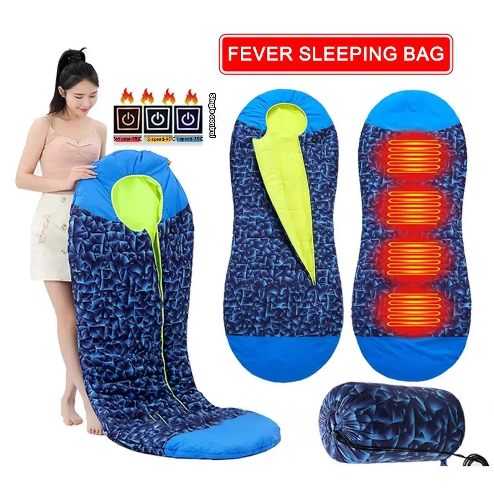 Smooth Electric Heated Sleeping Bag – USB Powered 4-Zone Heating Waterproof Winter Mummy Bag 190×75cm Premium Material