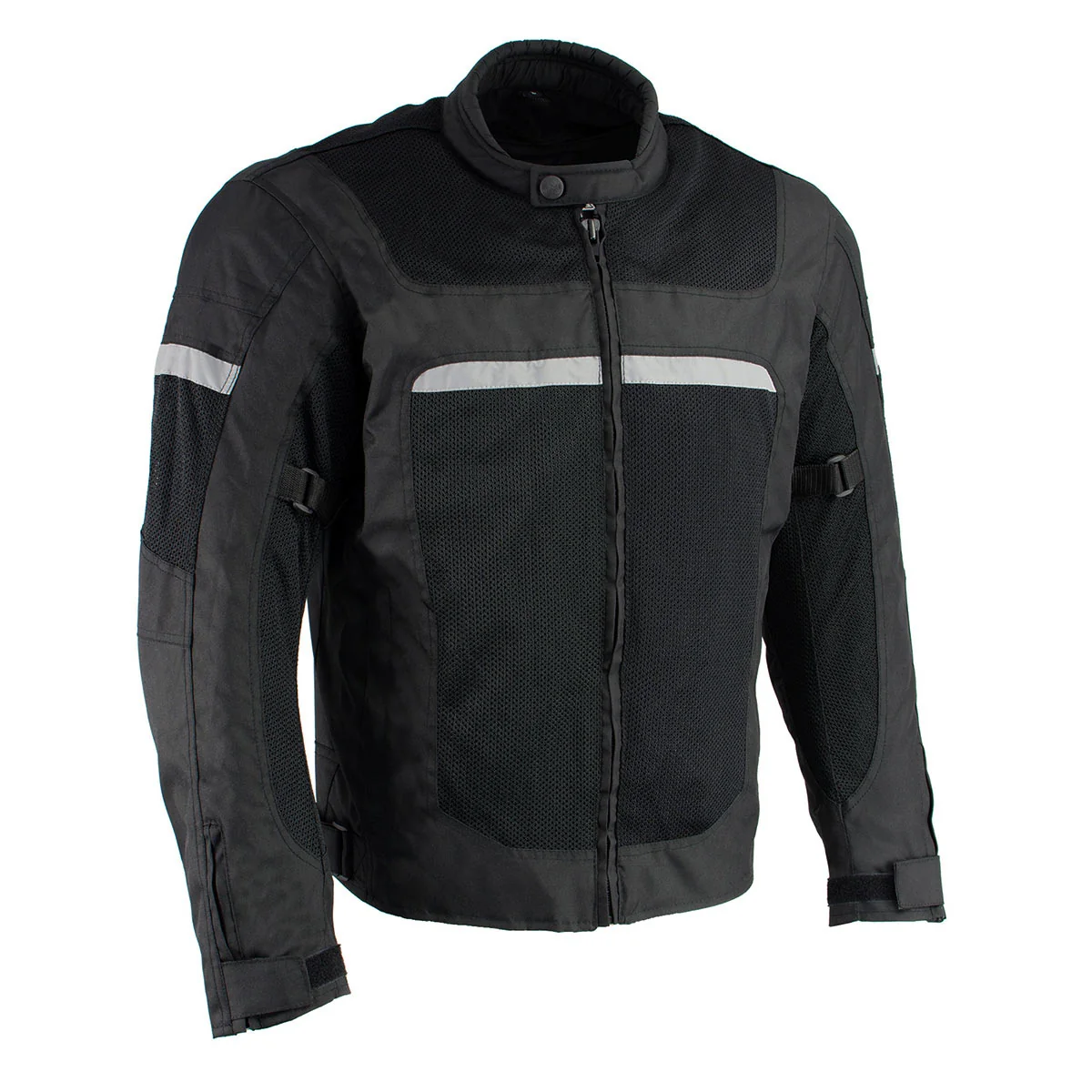 Eco-Friendly Milwaukee Leather MPM1794 Black Armored Mesh Racer Jacket with Reflective Piping for Men - All Season Jacket Quality