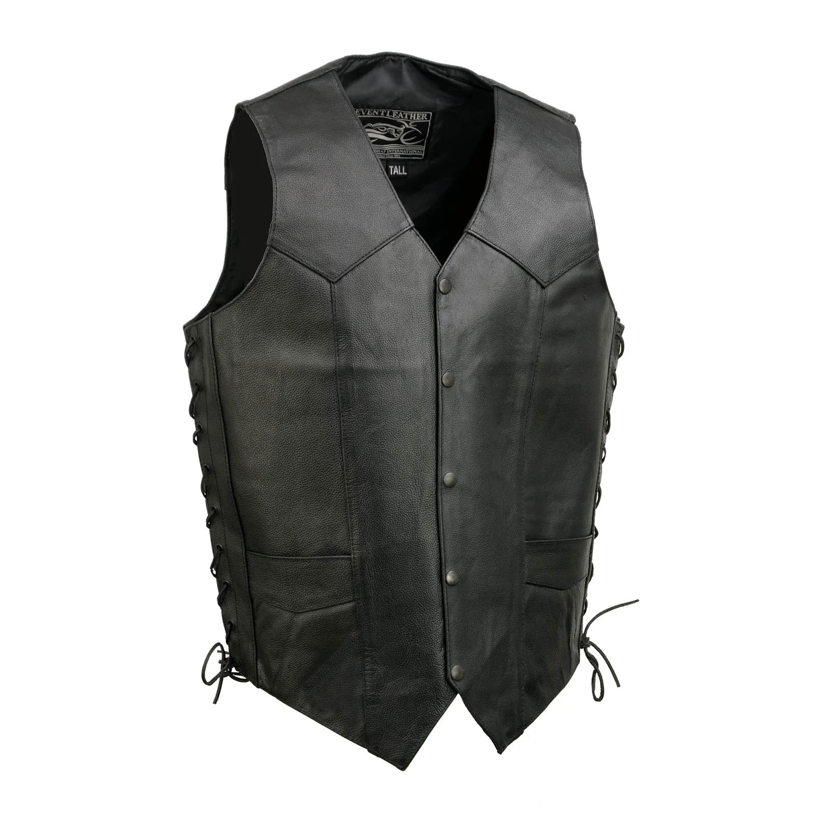 Trendy Event Leather EL5315T Men's Black Classic Side Lace Biker Vest in Big and Tall Sizes High-Performance