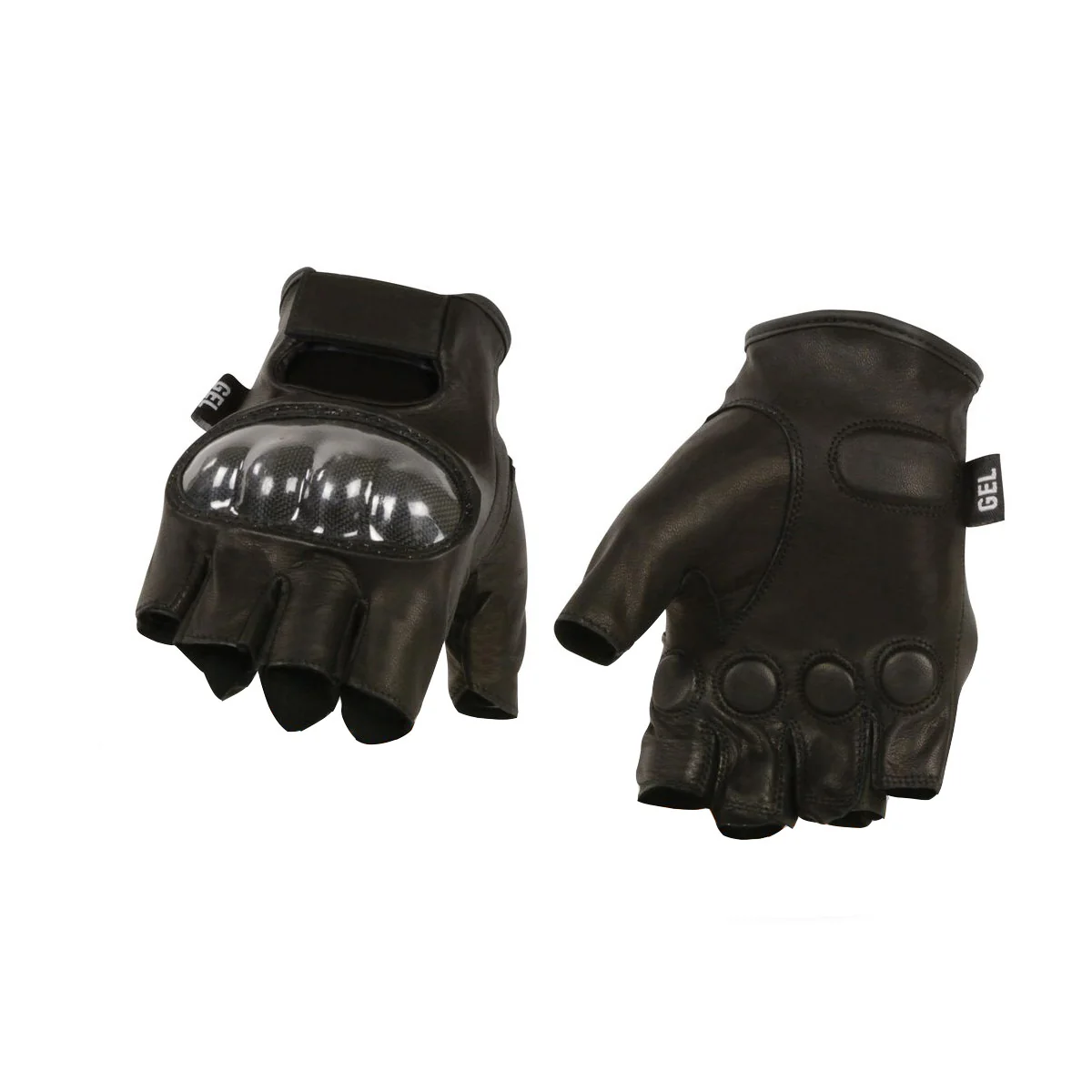 Elegant Milwaukee Leather SH194 Men's Black 'Hard Knuckles' Fingerless Gloves with Gel Palm Modern