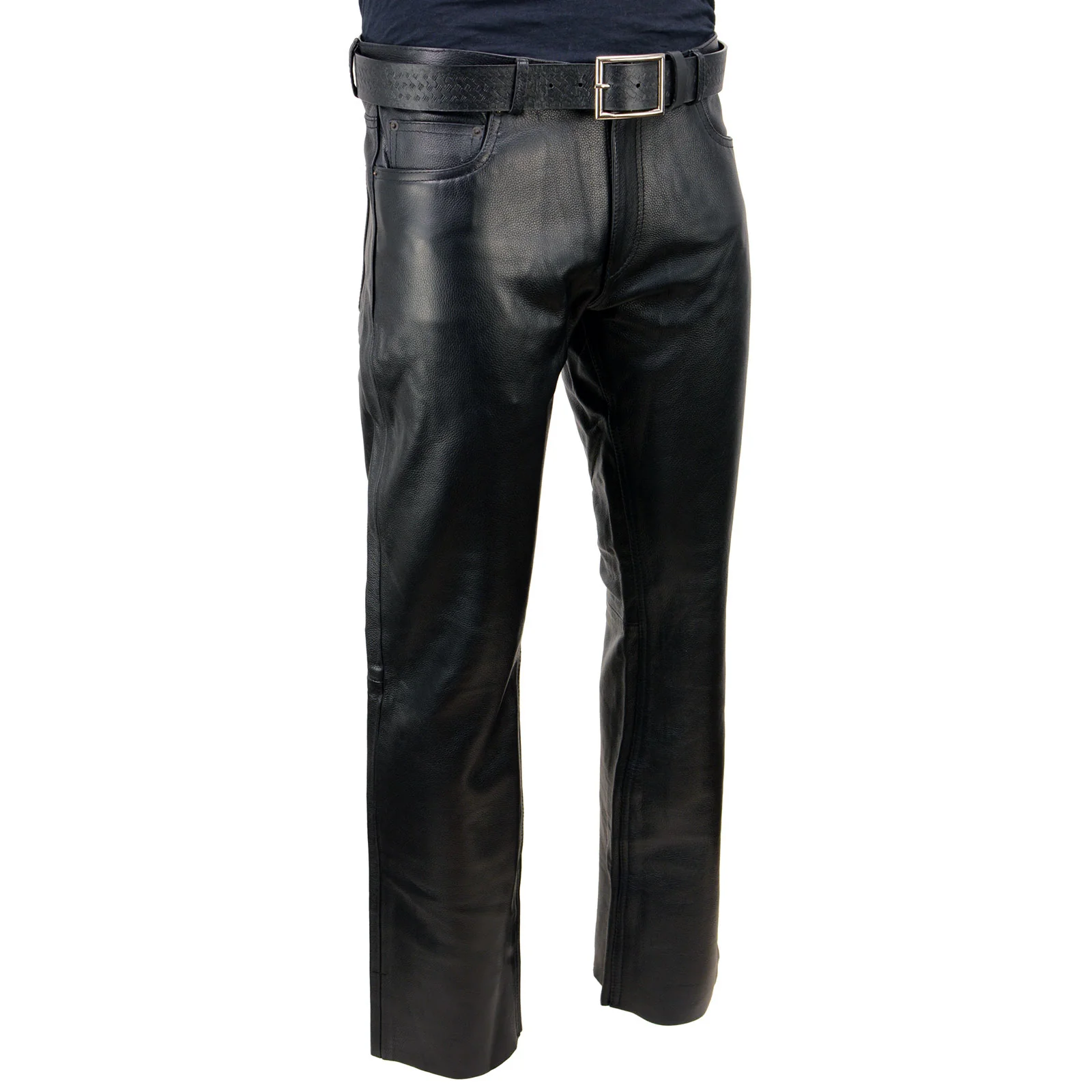 Relaxed Milwaukee Leather Classic Fit 5 Pocket Leather Pants for Men - Premium Leather Motorcycle Riding Pants - LKM5790 Top-Quality