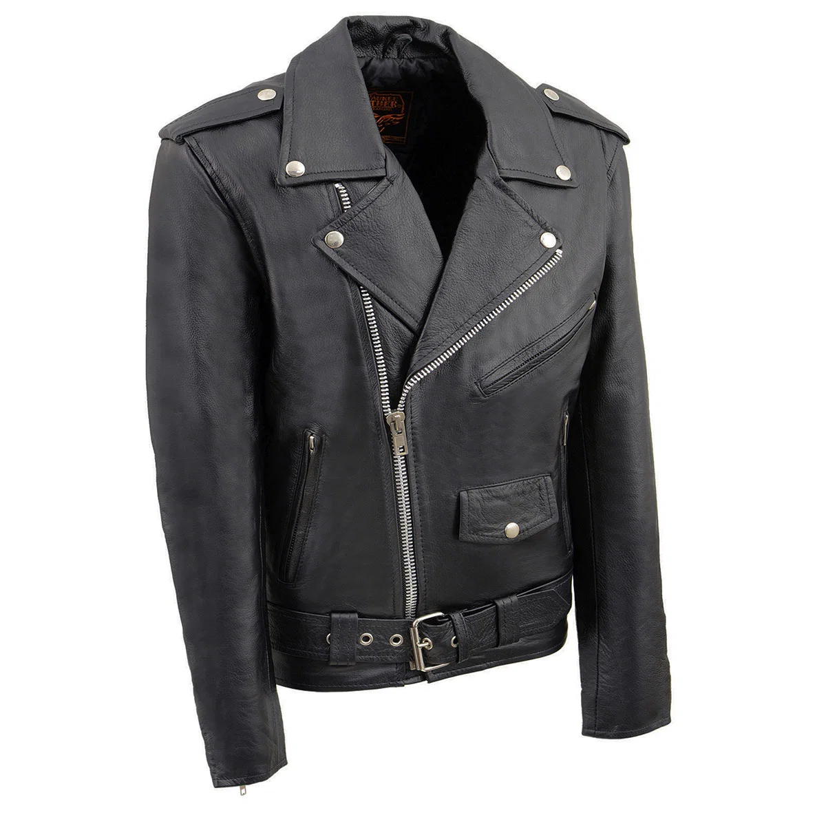 Premium Material Milwaukee Leather Youth Size Classic Style Black Police Biker Leather Jacket LKY1950 Recyclable