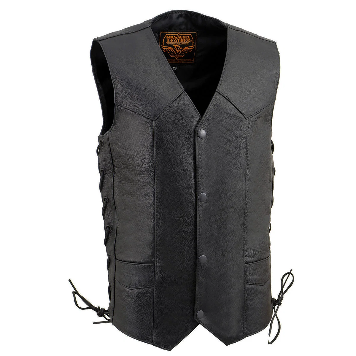 Artisan Milwaukee Leather LKY3860 Youth Size Black Leather Motorcycle Riders Vest w Side Lace Prestigious