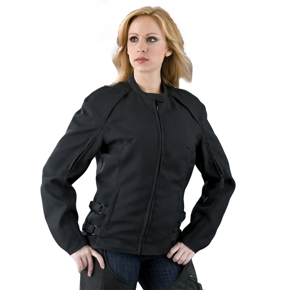 Effective NexGen SH19055 Women's Black Textile Motorcycle Racer Jacket Clean