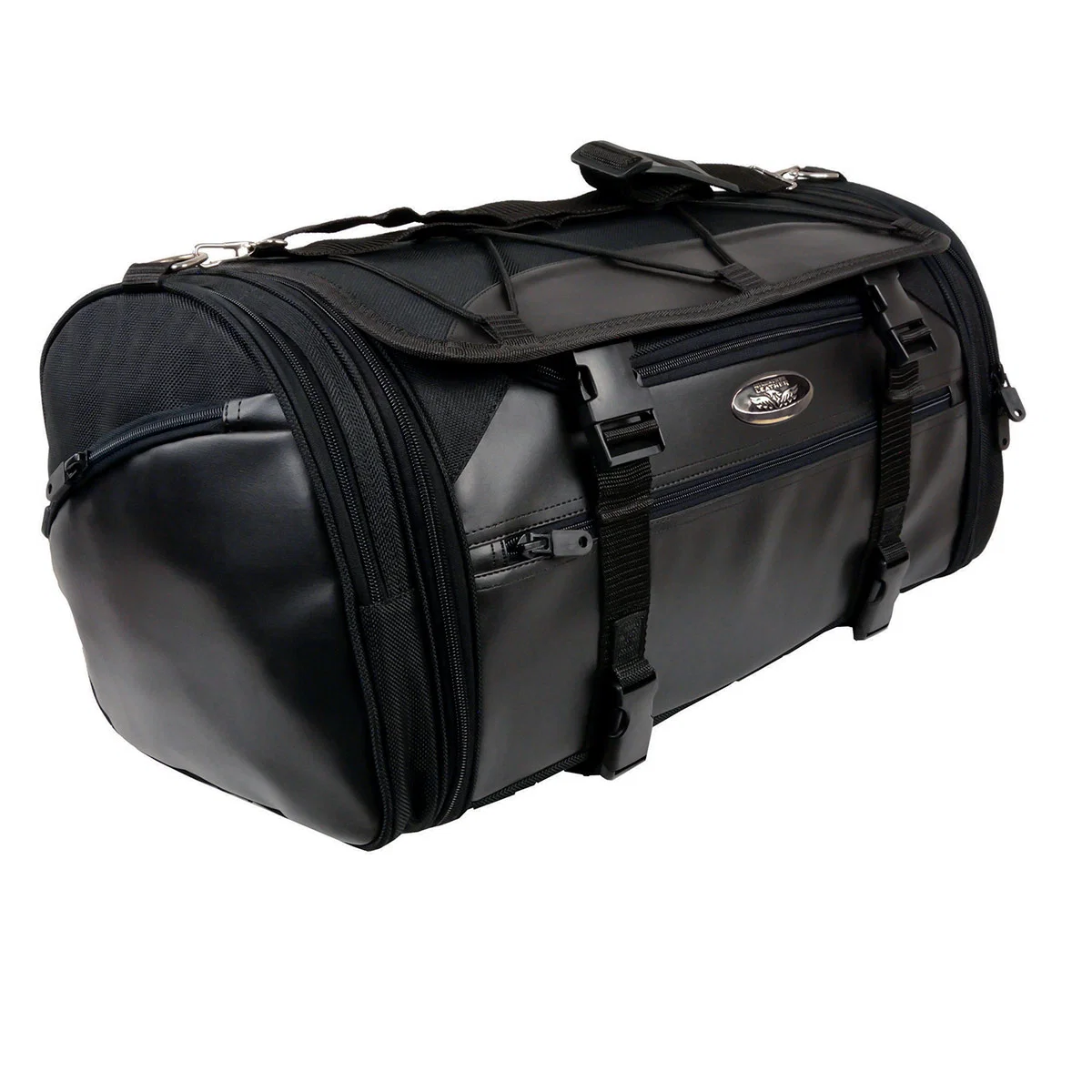 Green Milwaukee Leather SH694 Large Black Textile and PVC Duffel Style Motorcycle Rack Bag Outstanding