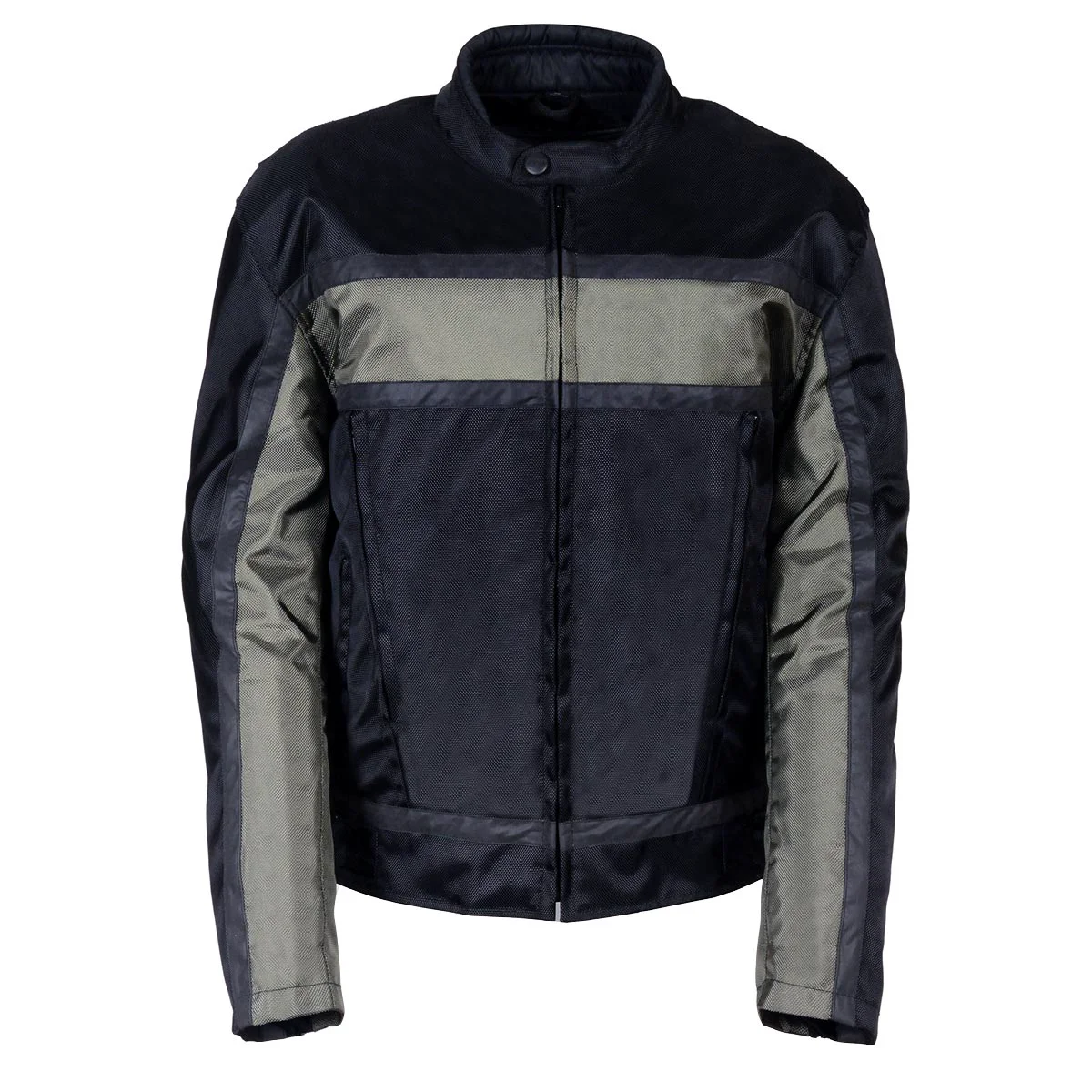 Premium NexGen SH2095 Men's 'Racer' Black and Grey Reflective Textile Motorcycle Jacket Innovative