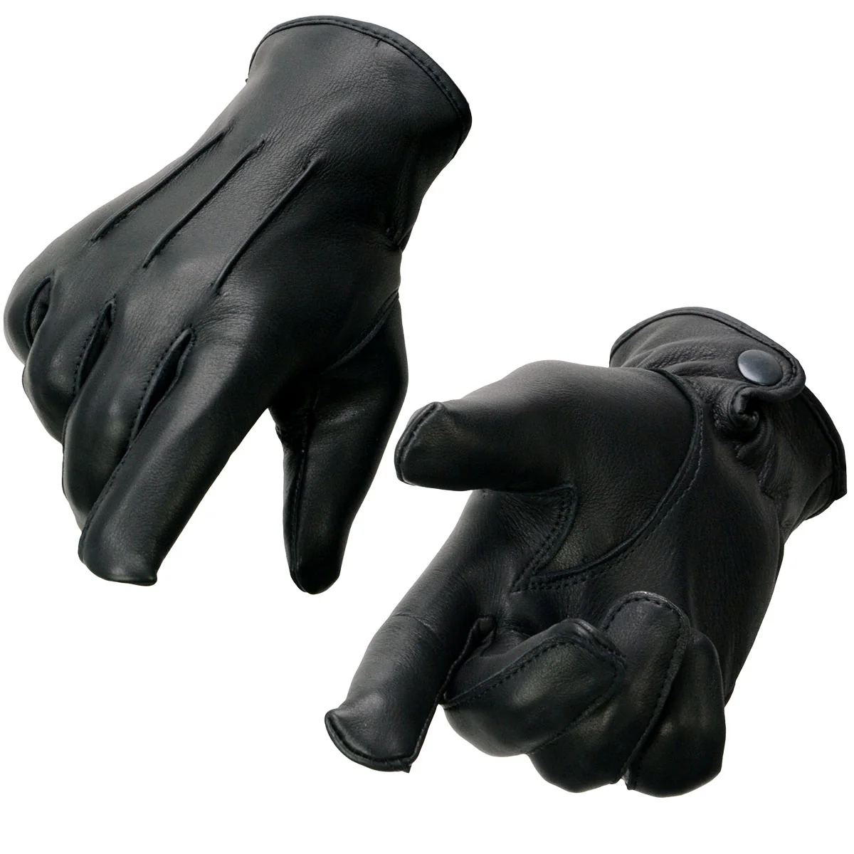 High-End Milwaukee Leather SH875 Men's Thermal Lined USA Deerskin Black Leather Motorcycle Gloves w Snap Wrist Closure Recyclable