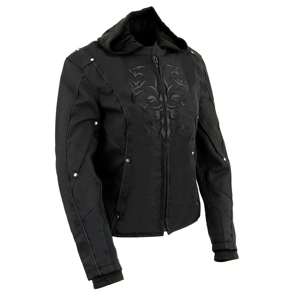 Expertly Made NexGen SH1939 Women's 'Reflective Tribal' Black 3 4 Textile Vented Jacket Superior