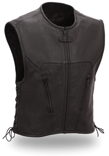 Expertly Made First Manufacturing XPM650NKD Men s Xpert Black Premium Leather Motorcycle Vest Responsible
