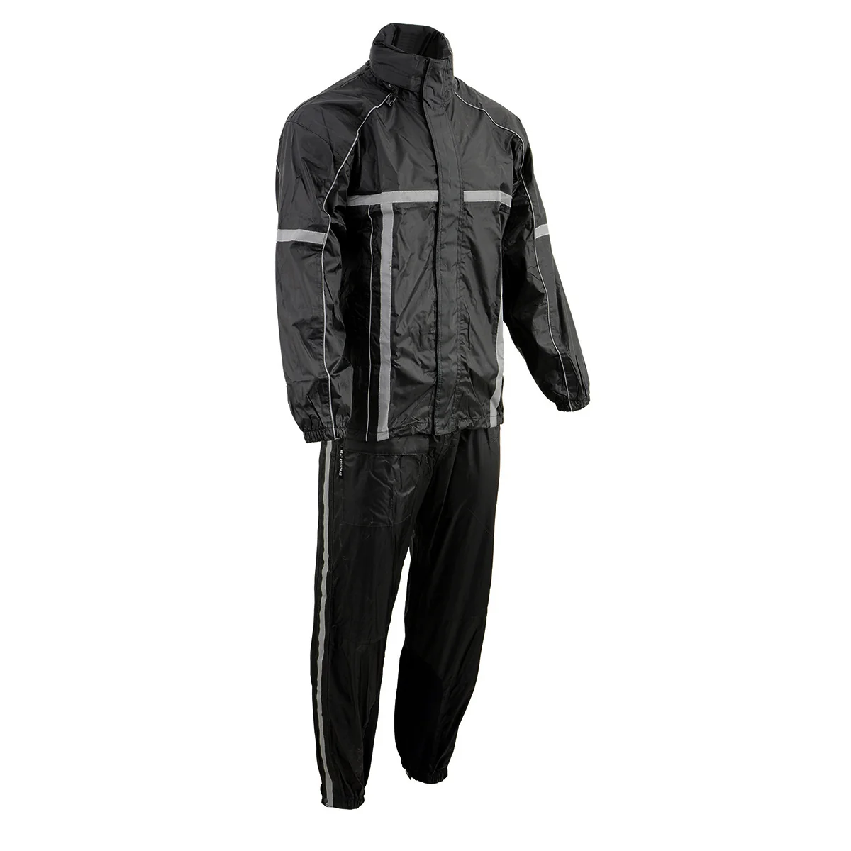 Excellent Milwaukee Leather MPM9510 Men's Black Water-Resistant Motorcycle Rain Suit with Hi Vis Reflective Tape Safe