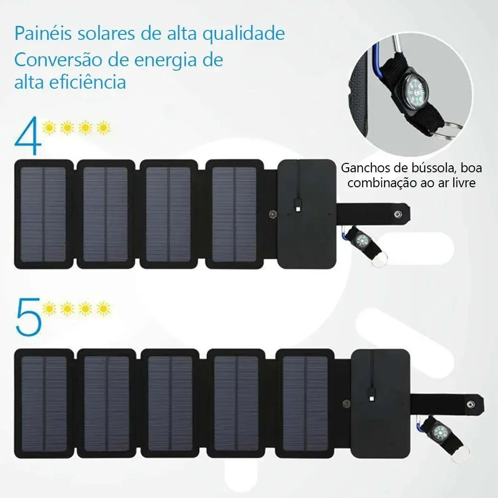 High-Quality Folding Outdoor Solar Panel Charger - Portable 5V 2.1A USB Output for Smartphones Camping Hiking and Travel Eco-Friendly