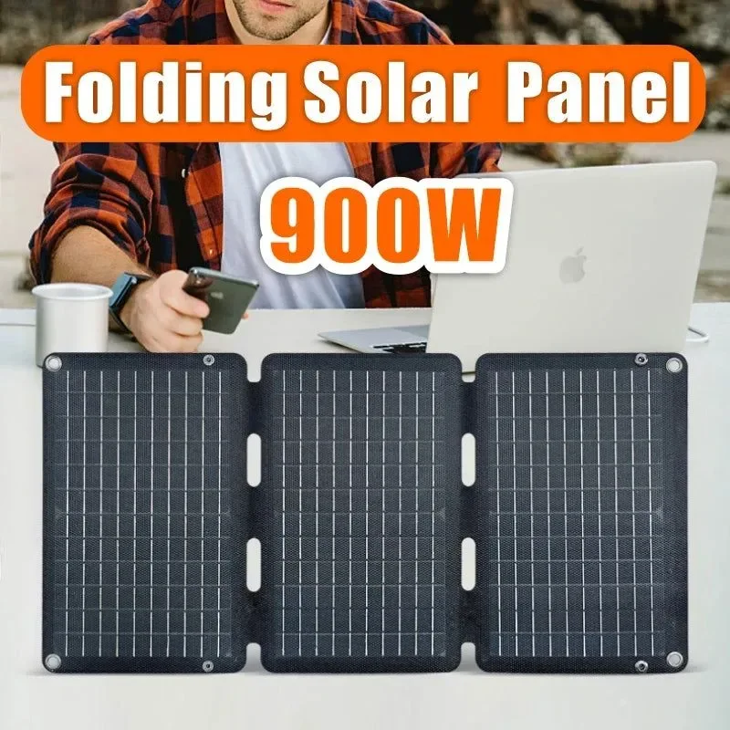 Classic 900W Solar Folding Panel Portable Bag with USB Output - High-Efficiency Solar Charger for Outdoor Activities Business Trips Hiking and Camping World-Class