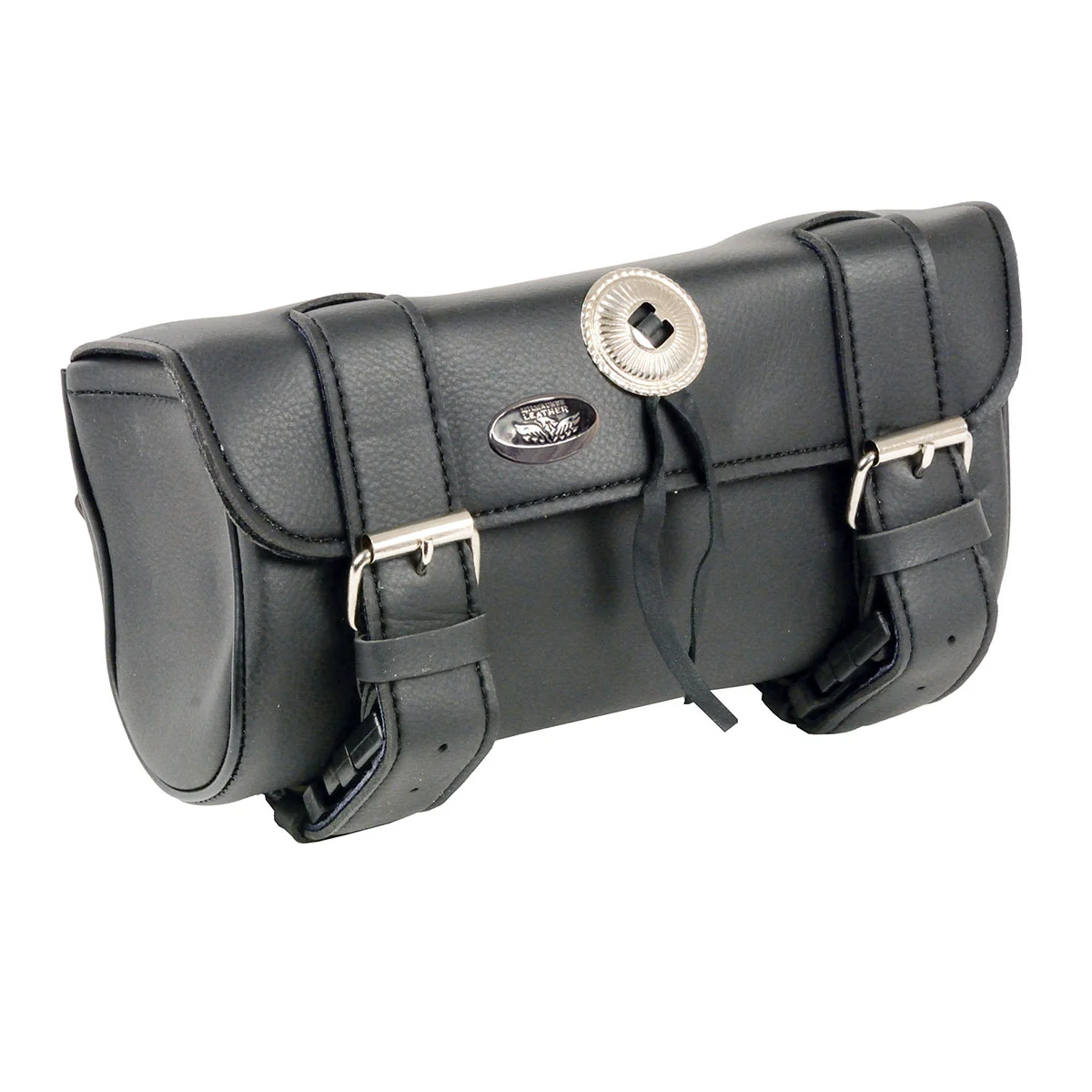 High-Performance Milwaukee Leather SH62601 Black Small PVC Double Strap with Concho Windshield-Tool Bag Healthy