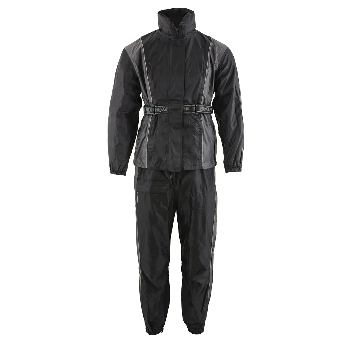 First-Class NexGen SH222503 Women's Motorcycle-Outdoors Black and Grey Hooded Water Proof Rain Suit Exclusive