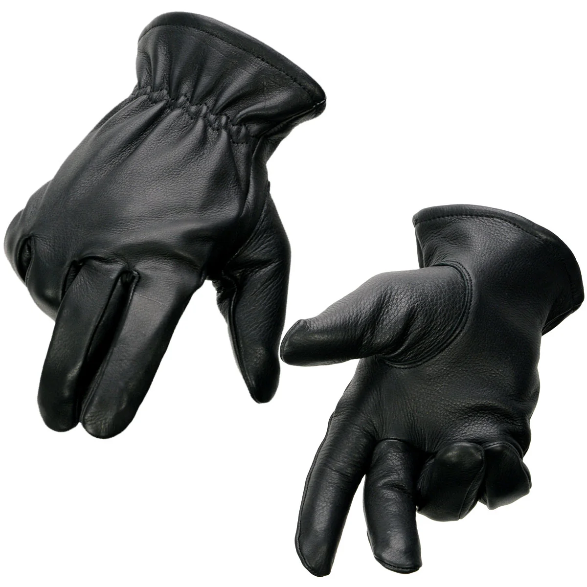 Sophisticated Milwaukee Leather SH858 Men's Thermal Lined USA Deerskin Black Leather Motorcycle Gloves w Cinch Wrist Closure Traditional