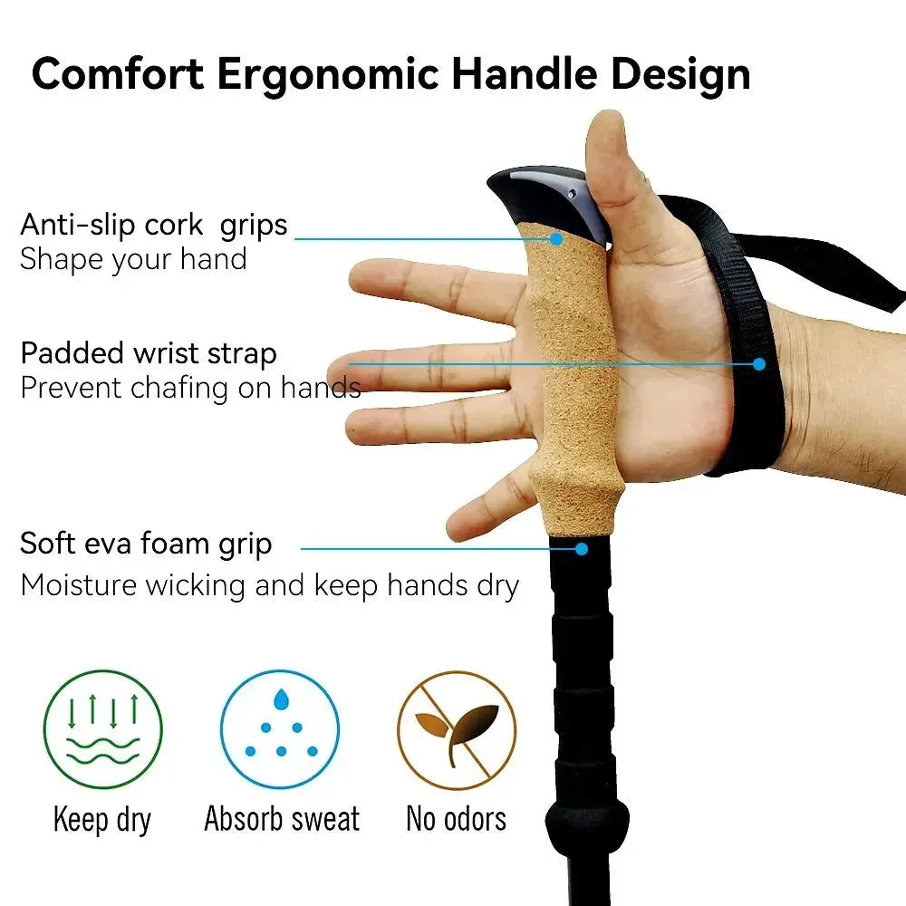 Trendy Ultralight Adjustable Aluminum Alloy Trekking Poles - Nordic Walking Sticks for Hiking Relaxed