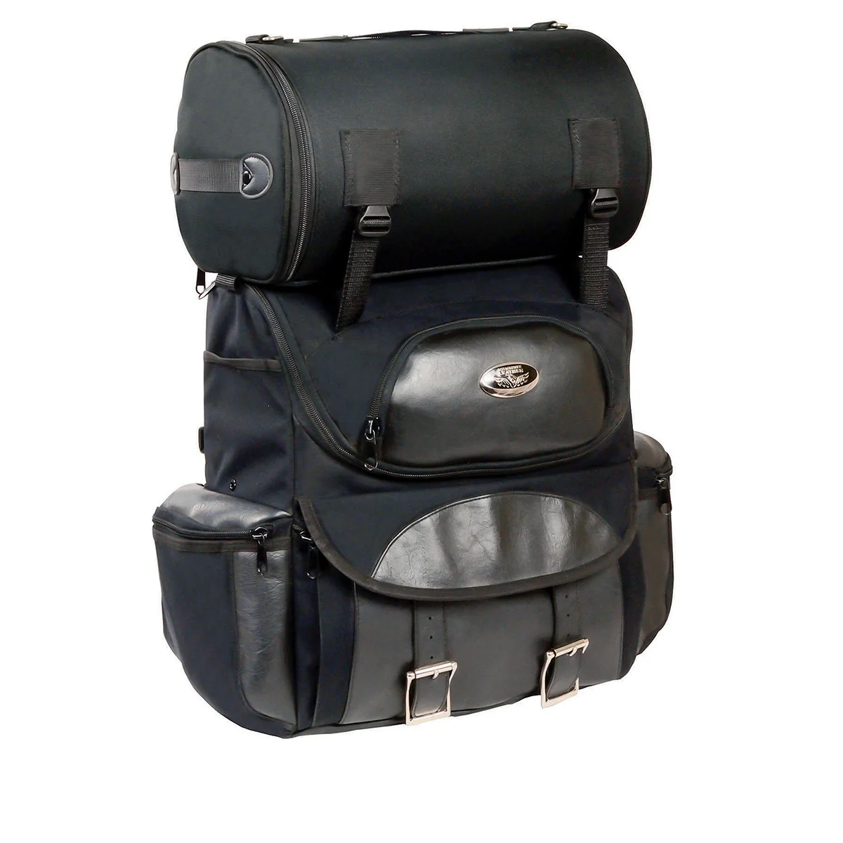 Organic Milwaukee Leather SH602BAG Medium Black Textile and PVC 2-Piece Touring Sissy Bar Motorcycle Bag Premium Material