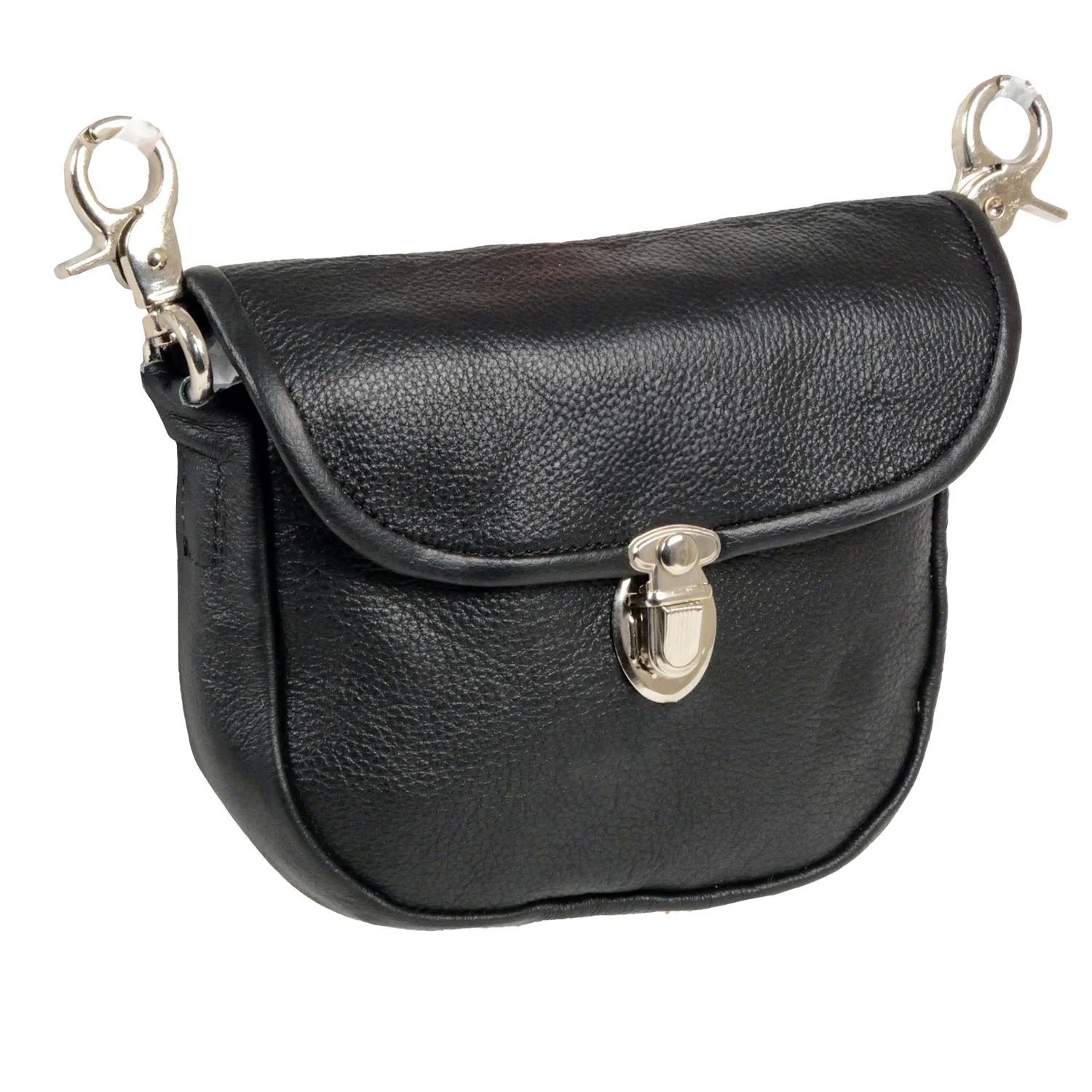 Pure Milwaukee Leather SH520 Women's Black Leather Belt Bag with Flap and Belt Clasps Natural